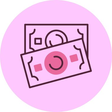 Banknote web simgesi, basit vektör illüstrasyonu