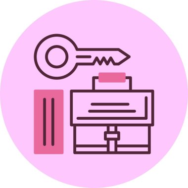 Anahtar ve evrak çantası simgesi, vektör illüstrasyonu basit tasarım