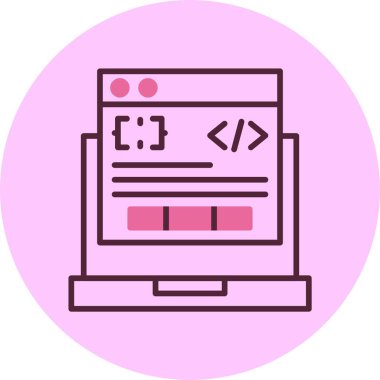 Kod işlemcisi. Web simgesi basit illüstrasyon