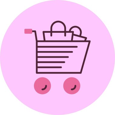 Tramvay alışverişi. Web simgesi basit illüstrasyon