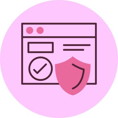Çevrimiçi güvenlik web simgesi, basit vektör illüstrasyonu