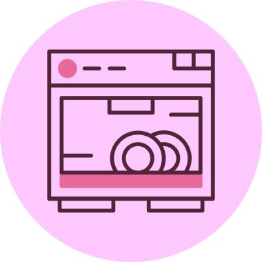 Bulaşık makinesi web simgesi, basit vektör illüstrasyonu