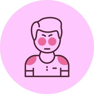 Pembe arkaplanda erkek avatar simgesi, vektör illüstrasyonu basit tasarım