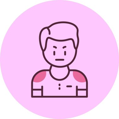 Pembe arkaplanda erkek avatar simgesi, vektör illüstrasyonu basit tasarım