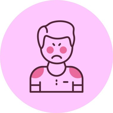 Pembe arkaplanda erkek avatar simgesi, vektör illüstrasyonu basit tasarım