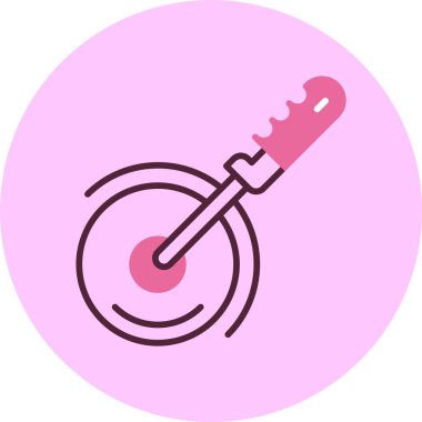 Pizza kesicisi simgesi, vektör illüstrasyonu basit tasarım