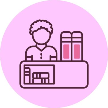  Kütüphane kasası. Web simgesi basit illüstrasyon 