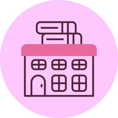 Okul kütüphanesi. Web simgesi basit illüstrasyon 