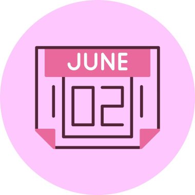 2 Haziran takvim simgesi vektör illüstrasyonu