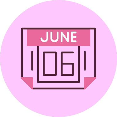 6 Haziran takvim simgesi vektör illüstrasyonu