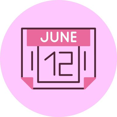 12 Haziran, takvim web simgesi, basit illüstrasyon