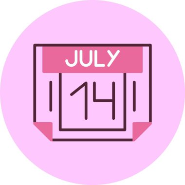 14 Temmuz, takvim web simgesi, basit illüstrasyon