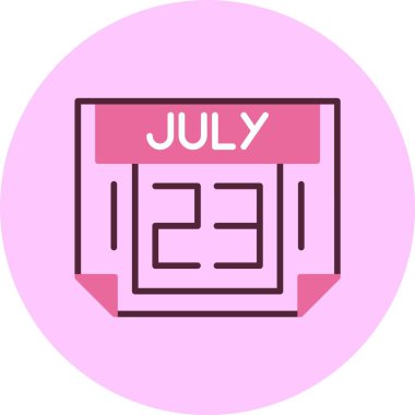 23 Temmuz, takvim web simgesi, basit illüstrasyon