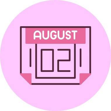 2 Ağustos, takvim web simgesi, basit illüstrasyon 