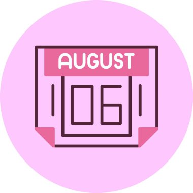 6 Ağustos, takvim web simgesi, basit illüstrasyon 