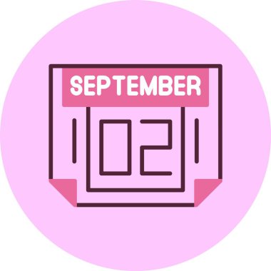 2 Eylül. Takvim simgesinin web illüstrasyonu