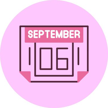 6 Eylül. Takvim simgesinin web illüstrasyonu