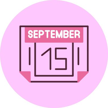 15 Eylül. Takvim simgesinin web illüstrasyonu