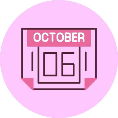 6 Ekim tarihi, takvim simgesi vektör illüstrasyonu    