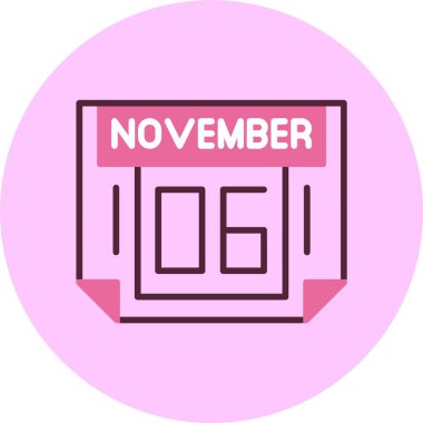 6 Kasım, takvim simgesi tasarımı, web illüstrasyonu