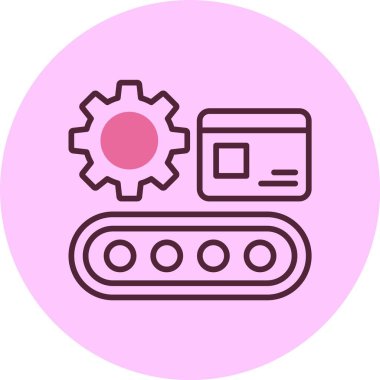 Fabrika Assembly Line web simgesi, basit vektör illüstrasyonu