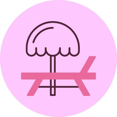  Plaj sandalyesi web simgesi vektör illüstrasyonu