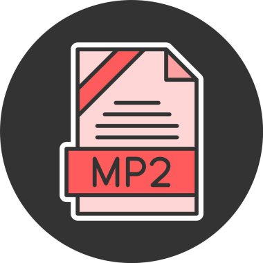 MP2 dosya web simgesi, basit vektör illüstrasyonu