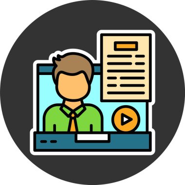  In-Person Röportaj Web simgesi vektör illüstrasyonu