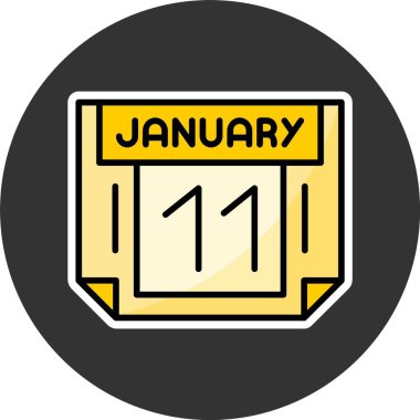 11 Ocak, takvim web simgesi, basit illüstrasyon