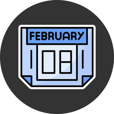 8 Şubat. Takvim simgesinin web illüstrasyonu