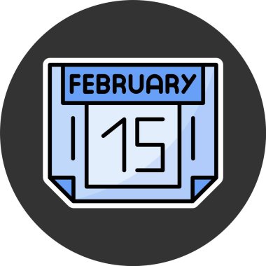 15 Şubat. Takvim simgesinin web illüstrasyonu