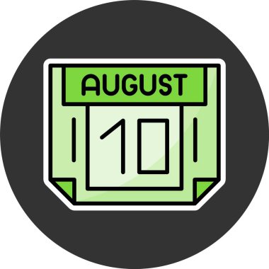 10 Ağustos, takvim web simgesi, basit illüstrasyon 
