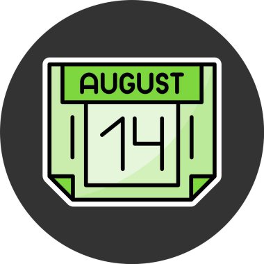 14 Ağustos, takvim web simgesi, basit illüstrasyon 