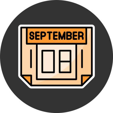 8 Eylül. Takvim simgesinin web illüstrasyonu