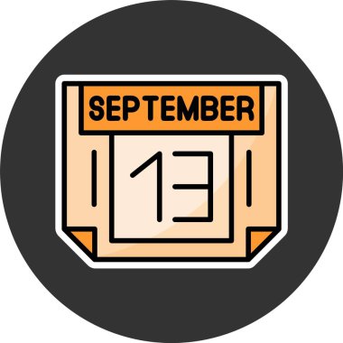 13 Eylül. Takvim simgesinin web illüstrasyonu