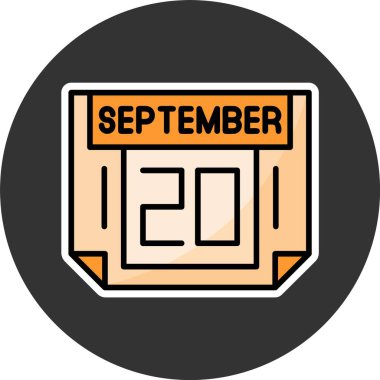 20 Eylül. Takvim simgesinin web illüstrasyonu