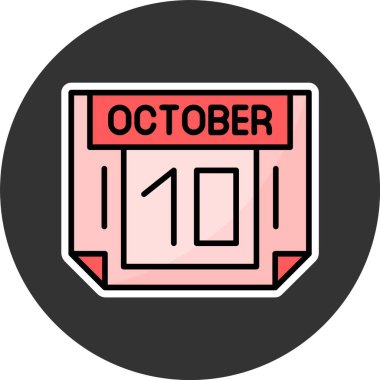 10 Ekim, takvim web simgesi, basit illüstrasyon