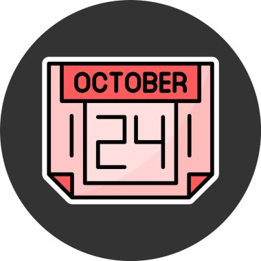 24 Ekim, takvim web simgesi, basit illüstrasyon