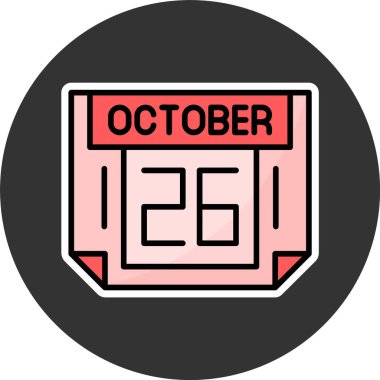 26 Ekim, takvim web simgesi, basit illüstrasyon