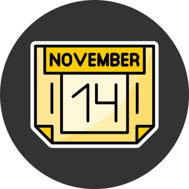 14 Kasım, takvim simgesi tasarımı, web illüstrasyonu