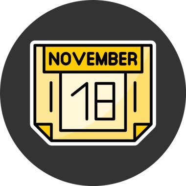 18 Kasım, takvim simgesi tasarımı, web illüstrasyonu