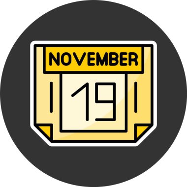 19 Kasım, takvim simgesi tasarımı, web illüstrasyonu