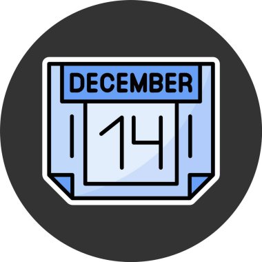 14 Aralık. Takvim simgesinin web illüstrasyonu