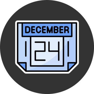 24 Aralık. Takvim simgesinin web illüstrasyonu