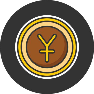 Çin Yuan Sembolü. Web simgesi basit illüstrasyon