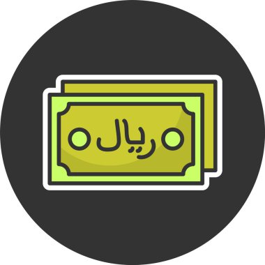 Suudi Riyal Note. Web simgesi basit illüstrasyon