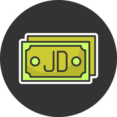 Ürdün Dinar Defteri. Web simgesi basit illüstrasyon