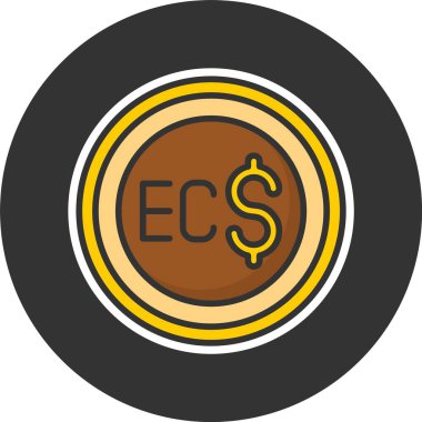 Doğu Karayip Doları ağ ikonu vektör illüstrasyonu