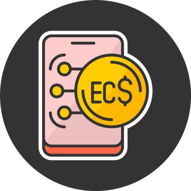  Doğu Karayip Doları ağ ikonu vektör illüstrasyonu