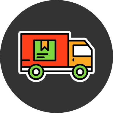 dağıtım kamyonu simgesi, vektör illüstrasyonu basit tasarım